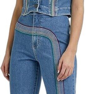 LEE high wasted Super Flare Rainbow Stitched Jeans 28